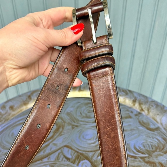 Remo Tulliani Classic Brown Leather Belt Size 44, Men's Brown Leather Belt - Picture 7 of 10